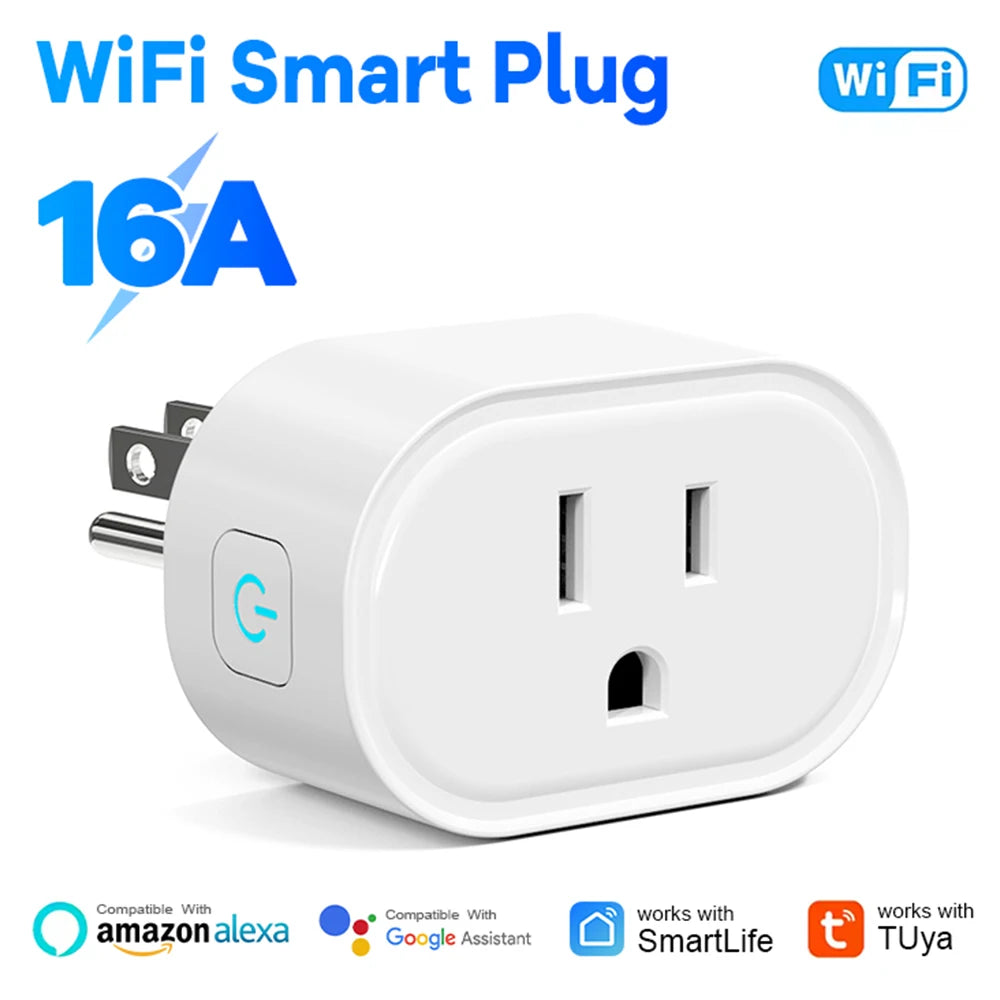 2-Tuya Smart Plug US Standard 10A/16A WiFi Outlet Works With Alexa Google Assistant APP Remote Control Timer Group Control for US