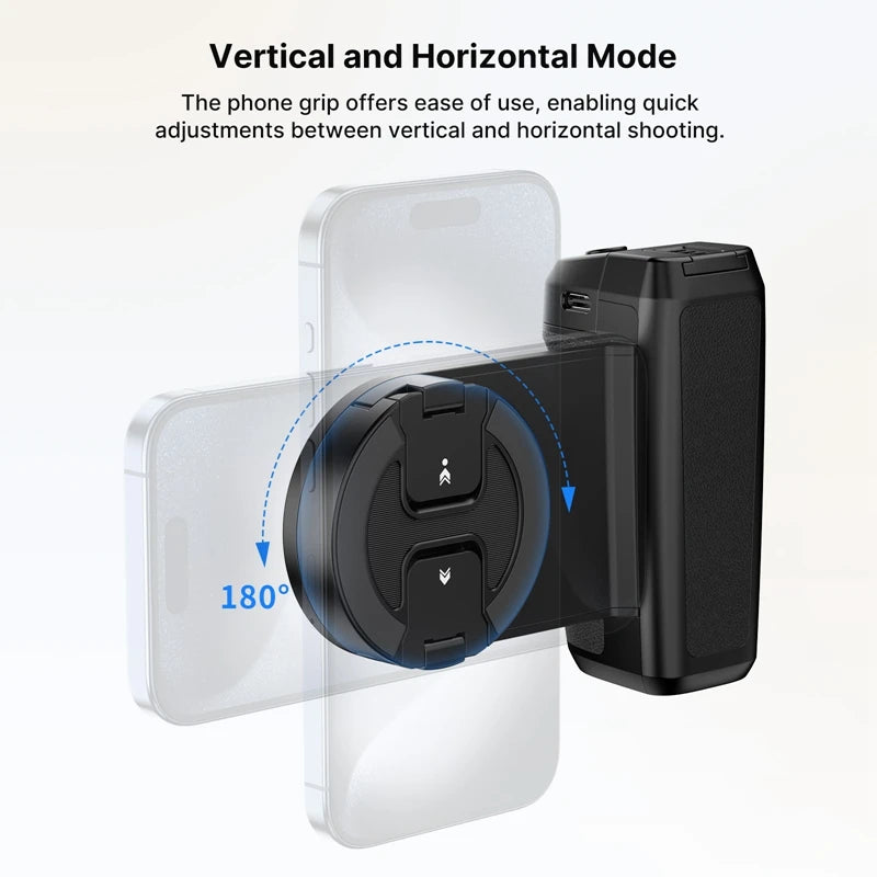Ulanzi MA35 Selfie HandGrip Booster Bluetooth Shutter for iPhone 16 15 Android phone Photo Stabilizer Cold Shoe 1/4" Screw Mount