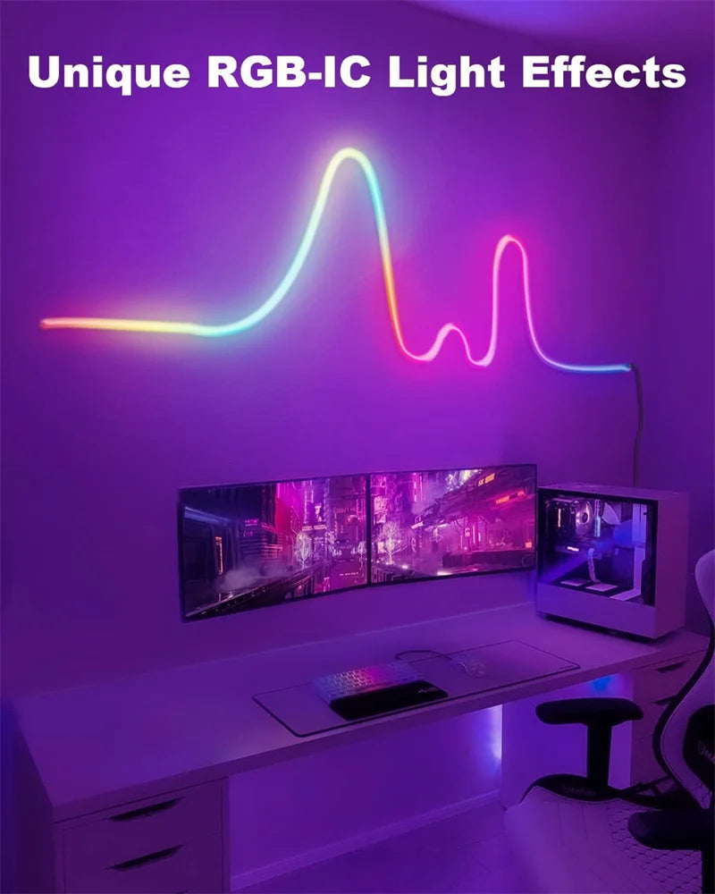 RGBIC Neon Strip Light Bluetooth Neon Led Strip Lights Smart 1M 2M 3M 5M Waterproof RGBIC Flex Ribbon Led Tape Music Sync