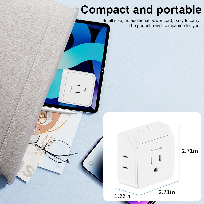 PUJIMAX -outlet wall adapter with surge protection, white, US plug