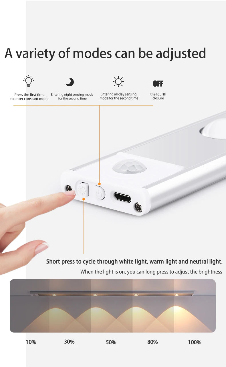 2-Motion Sensor Light LED Sensor Lamp Wireless Ultra Thin USB LED For Kitchen Cabinet Bedroom Wardrobe Indoor Lighting Night Light
