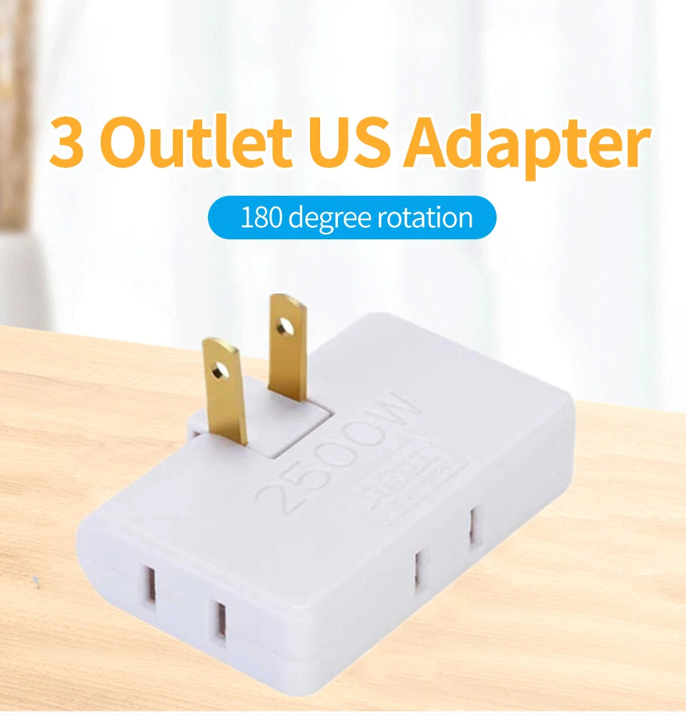 US EU Plug 180 Degree Rotatable Socket Converter 3 in 1 US Extension Plug Multi-Plug Mini Slim Wireless Outlet Adapter Sockets