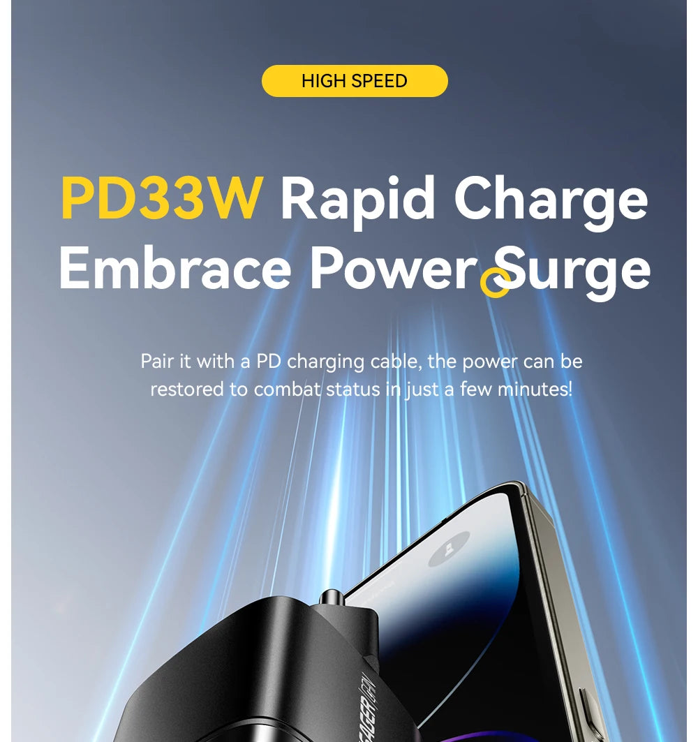 Essager 33W GaN USB Type C Charger Digital Display PD Fast Charging For  iPhone 16 15 14 Pro Max iPad Mini 6 Xiaomi Samsung S22
