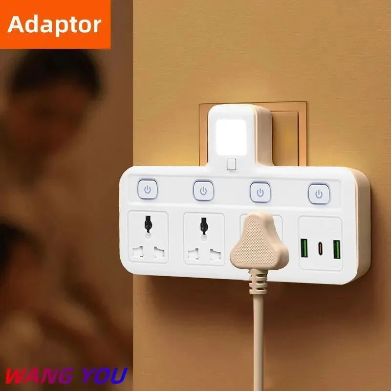 1-EU UK Plug Universal Outlet Power Strip Multitap AC Separate Control Wall Socket With USB Fast Charge Multiprise Plug Adapter
