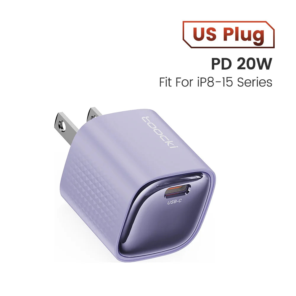 4-Toocki PD 20W USB C Charger Quick Charge QC3.0 Fast Type C Charger for iPhone 15 14 13 12 11 Pro Max iPad Portable USB C Charger