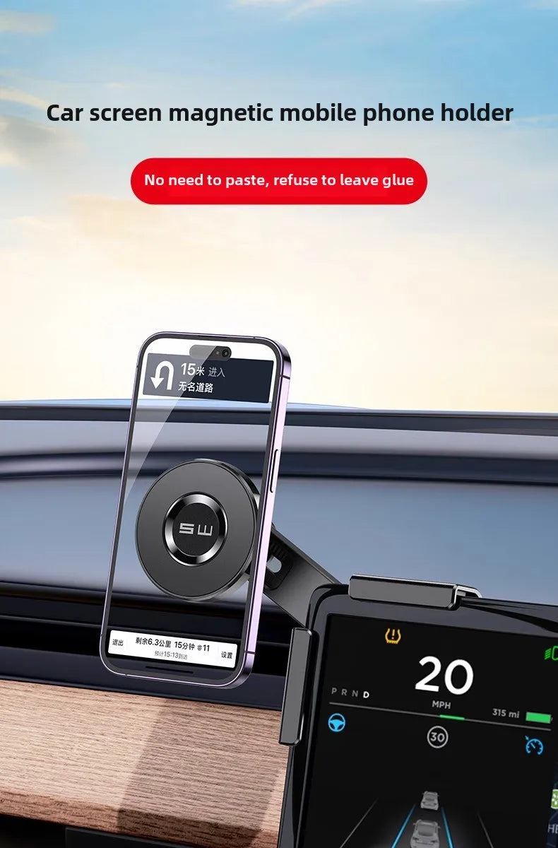 Magnetic Car Phone Holder for Tesla Model 3/Y/X/S Car Display Screen Side 360 Degree Rotation Car Mount for IPhone 12 13 14 15