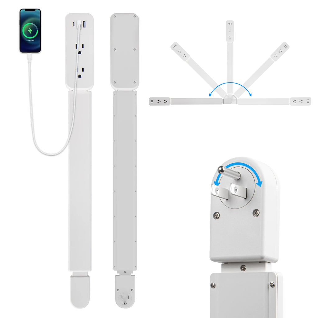 Electrical Outlet Extender. Access Hard-to-Reach Outlets!  Extends 22"-34", Rotates 180°. Use Behind Couches, Nightstands, Desks