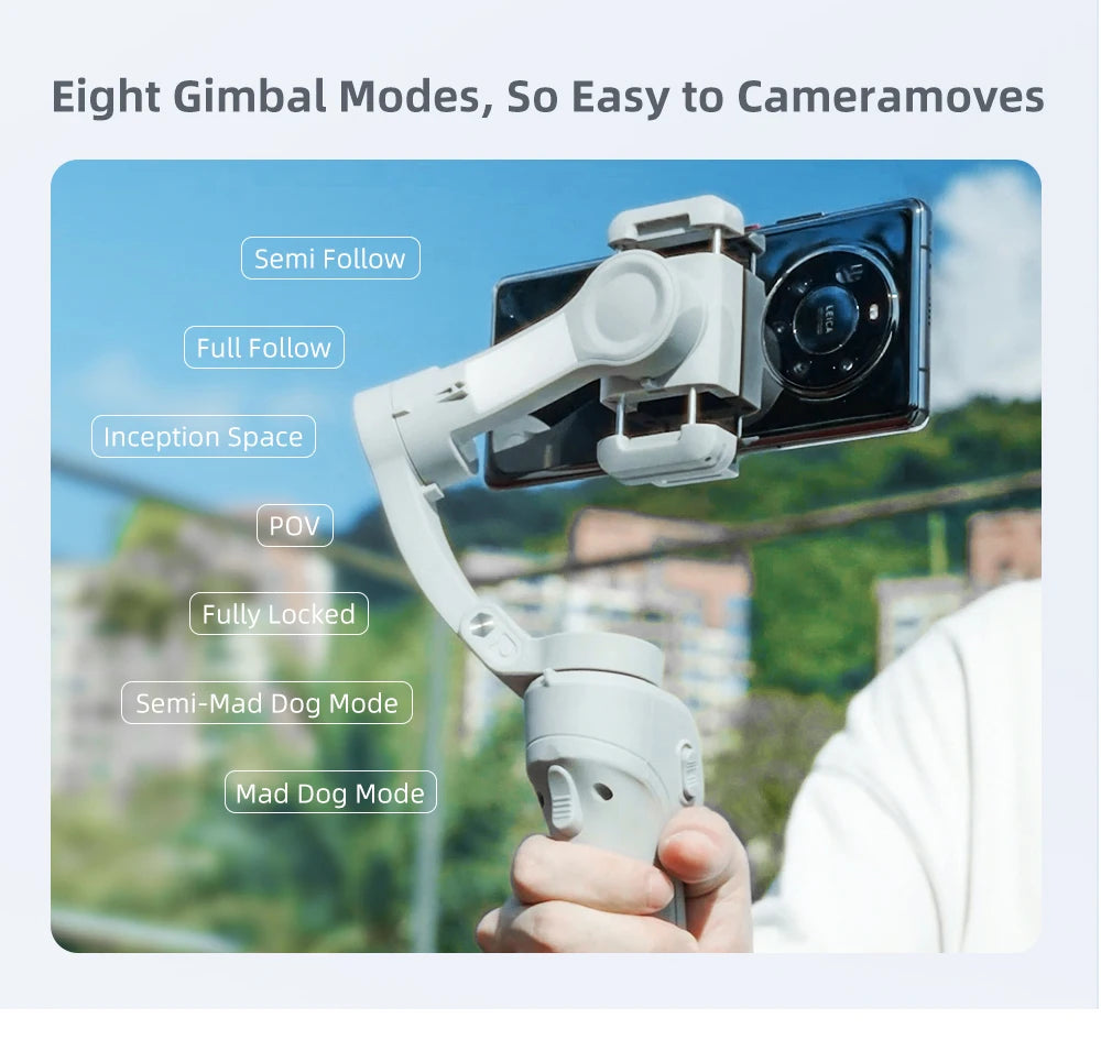 M01 3-Axis Smart Gimbal Handheld Stabilizer Selfie Tripod with Fill Light for Smartphone Anti Shake Foldable for Xiaomi iPhone