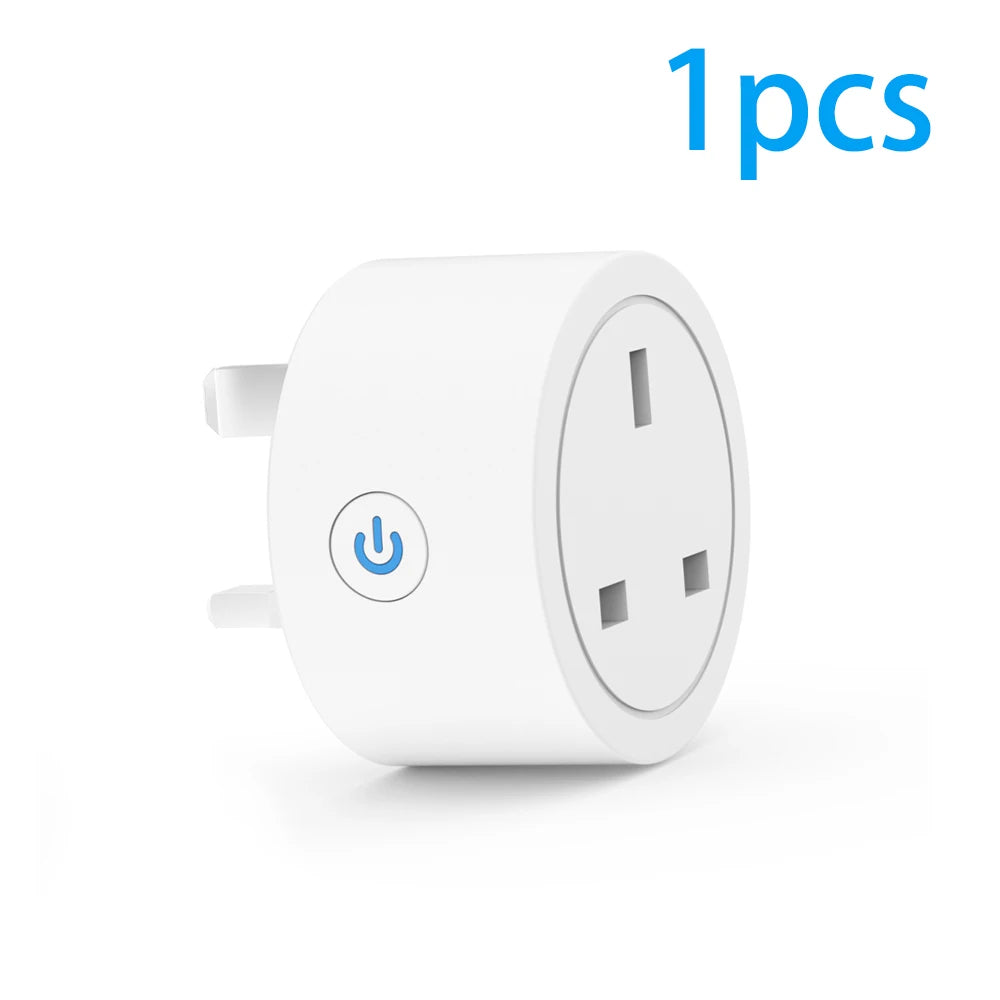 2-20A Tuya Smart Socket WiFi UK Plug 3pin Adapter Home Alexa Voice Control With Energy Monitering Timer Function Power Outlet Set