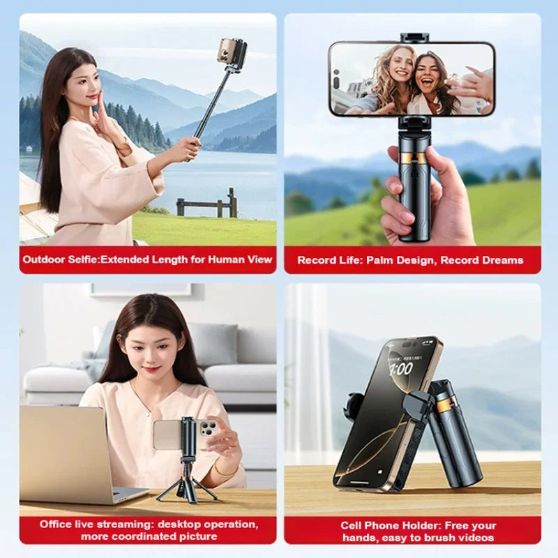 4-Super Mini Selfie Stick Portable Phone Holder Shooting Aid Versatile Integrated Design Bluetooth Remote For Live Broadcas