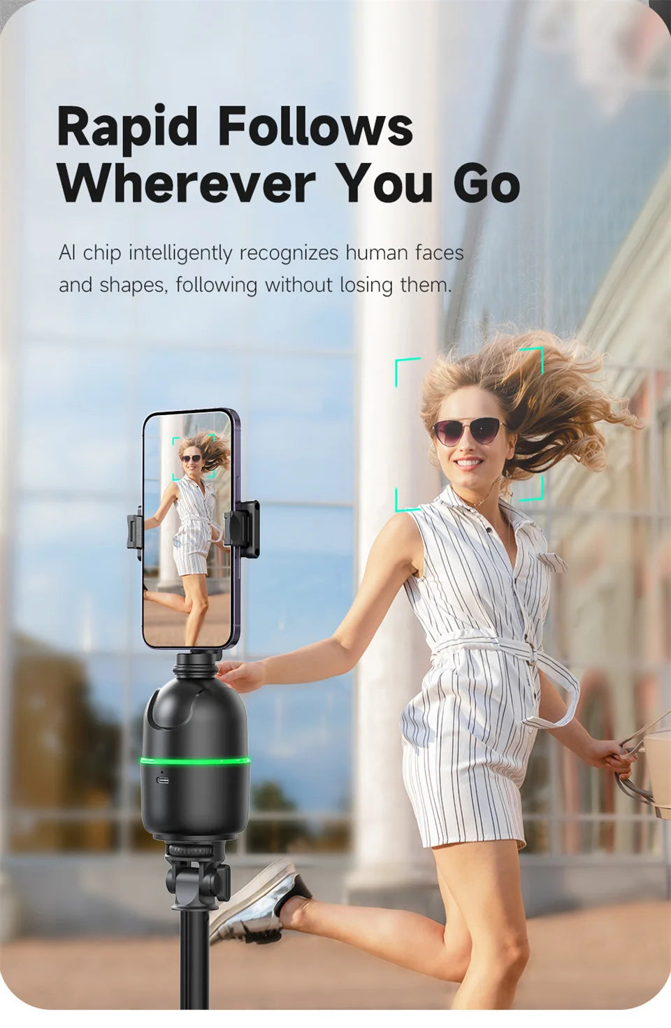 FGCLSY P03 Gimbal Stabilizer for Mobile Phone AI 360 Follow Selfie Stand Face Tracking Desktop Gimbal for Cellphone and Cameras