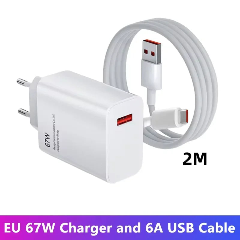 4-67W USB Fast Charging Charger With 6A Type C Cable For Xiaomi 14 Ultra Pro Redmi Note 13 Pro X5 F5 Pro Mobile Phone Wall Adapter