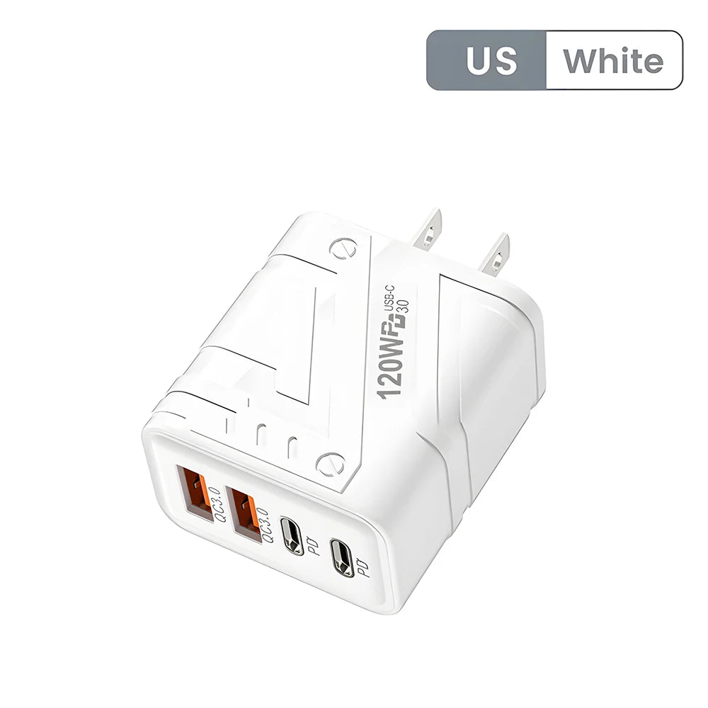 4‑Port USB‑C PD & QC 3.0 Wall Charger – Fast Charging Adapter for iPhone, Samsung