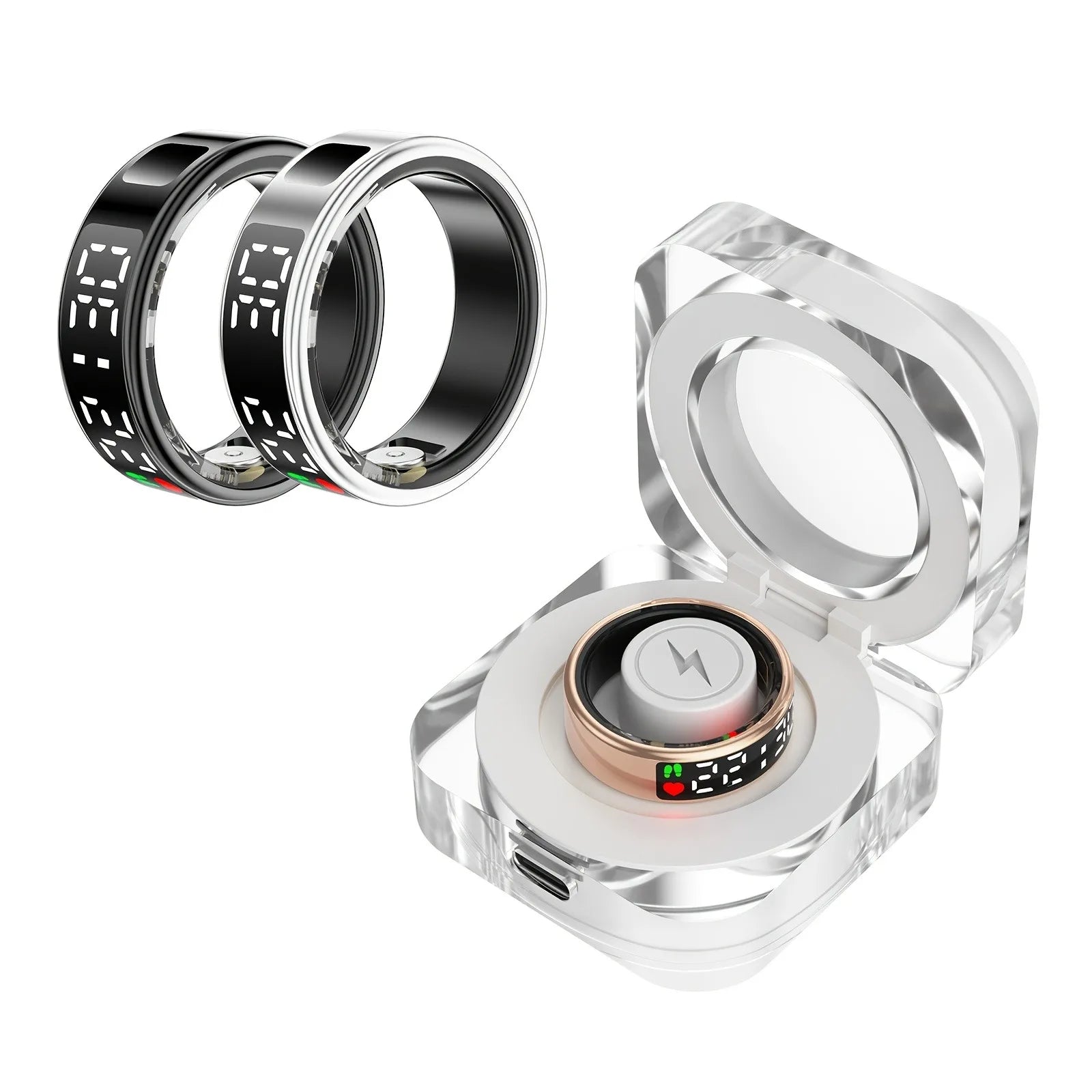 Smart ring, multiple sports modes, sleep tracking, step counting, remote photography, unisex, sports ring with charging box