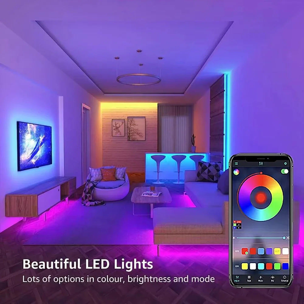 1-30M USB 5V LED Strip Lights With Bluetooth 24Keys Remote Control RGB Flexible Lamp Tape For Room Decoration TV Backlight Diode