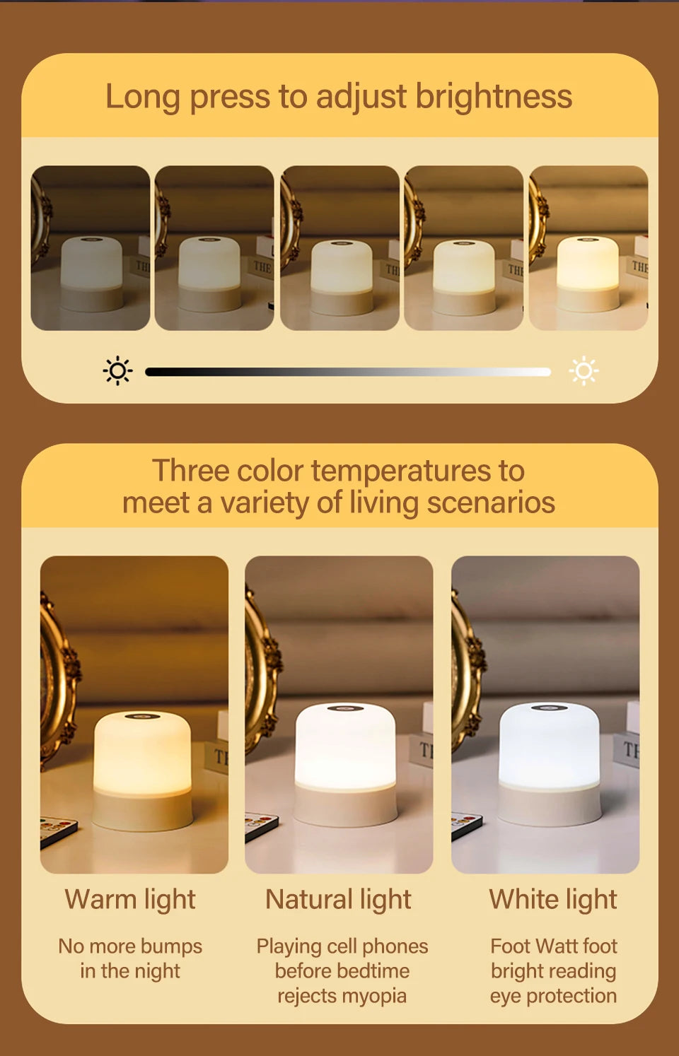 Best Touch LED Night Light USB Table Lamps Rechargeable Dimmable Bedside Light for Bedroom Decor Home Christmas Gift Child Night Lamp | LenxPlugs