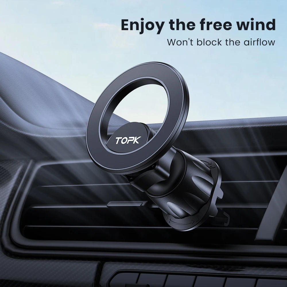 TOPK Mag-Safe Phone Holder Car, Magnetic Phone Car Mount, Air Vent Car Phone Holder with Strongest Magnet, Car Cradle for iPhone