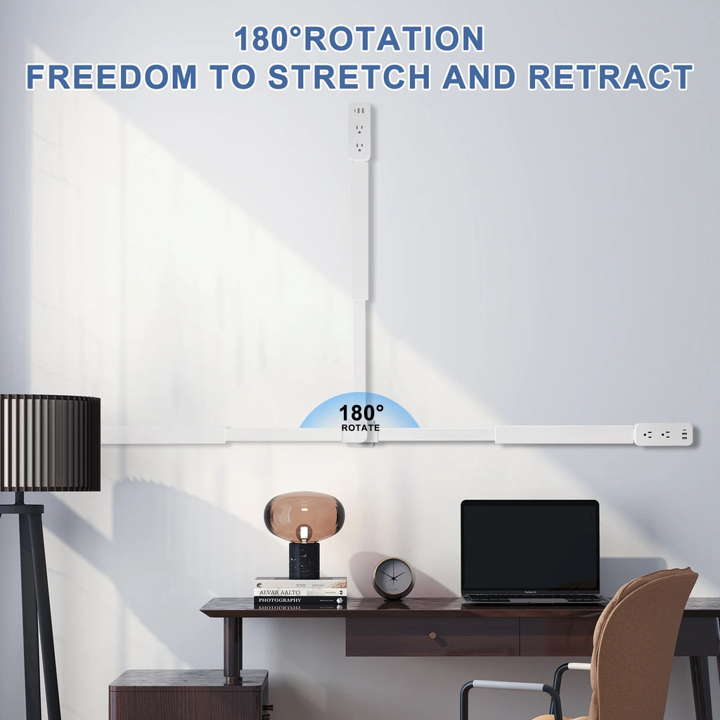 Electrical Outlet Extender. Access Hard-to-Reach Outlets!  Extends 22"-34", Rotates 180°. Use Behind Couches, Nightstands, Desks