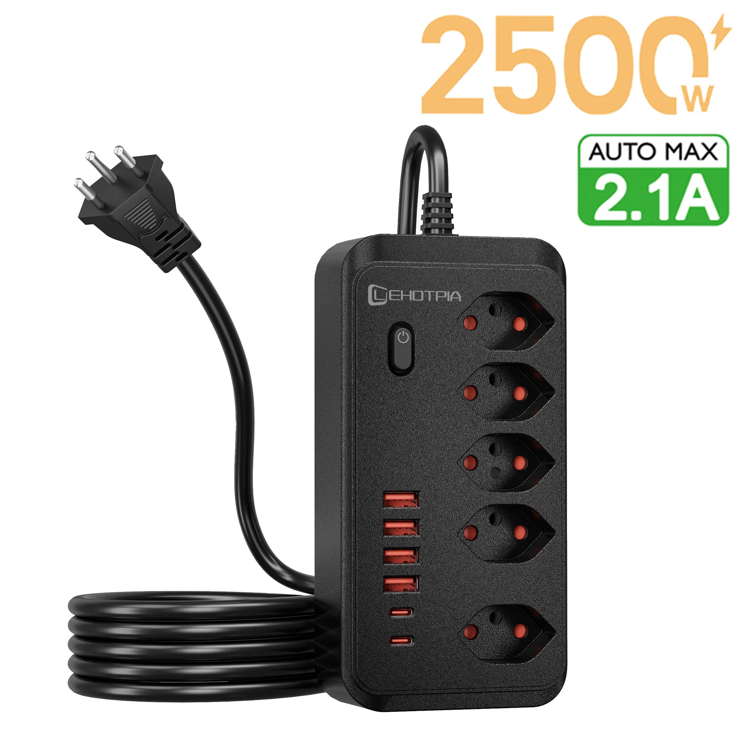 1-Switzerland AC Plug Wall Mounted Socket 1.8M Extension Cord Power Strip Outlets Network Adapter With USB C Ports Phone Chargeing