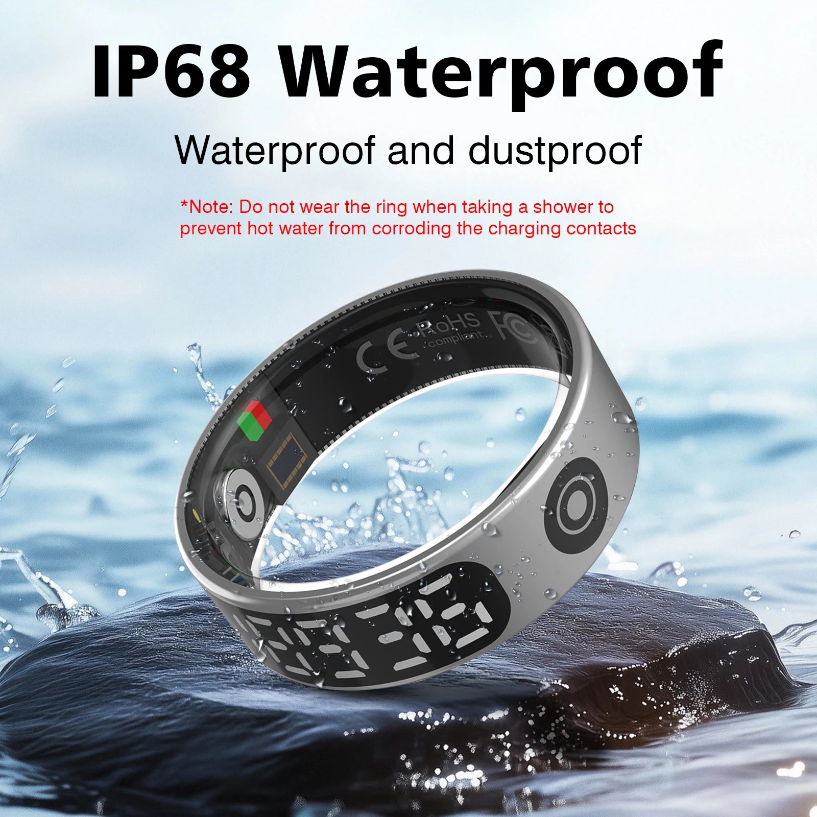 Smart ring, multiple sports modes, sleep tracking, step counting, remote photography, unisex, sports ring with charging box