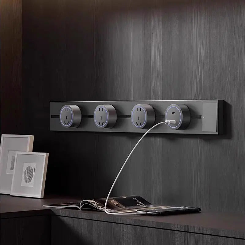 1-Track Socket Wall Power Rail Movable Sockets High End Home Appliance Power 8000W EU US UK Standard USB Type c Ports ﻿40cm 50cm