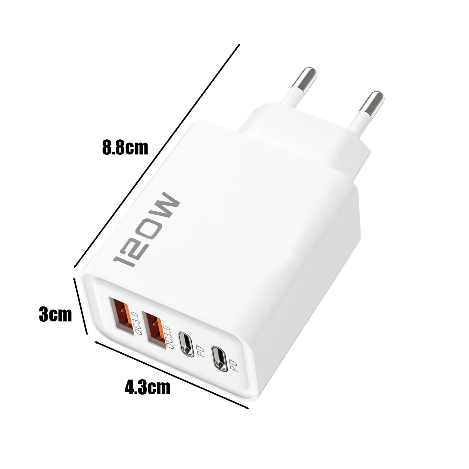 4-120W 4 Port USB Type C Charger Fast Charging Data Cable USB Phone Charger Adapter for Samsung IPhone Xiaomi Huawei Wall Charger