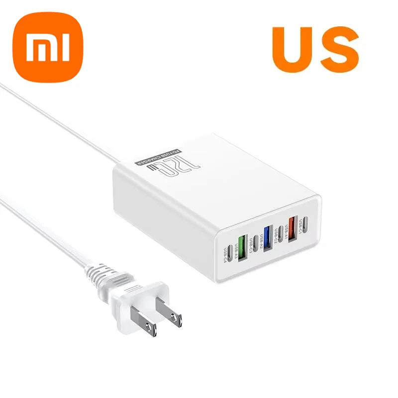 4-Xiaomi 120W Desktop Phone Charger Adapter Power Multiports USB Type-C Fast Charging EU/US/UK Plug For iPhone Xiaomi Huawei