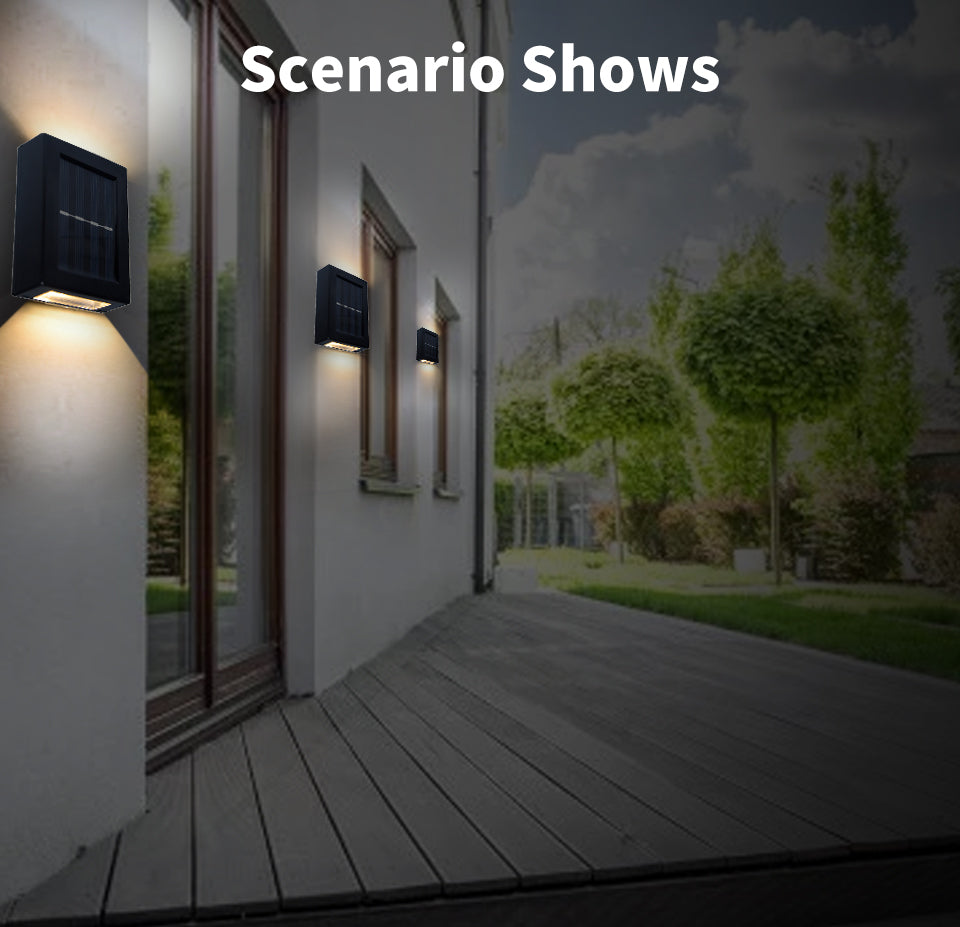 Solar Wall Lamp | Outdoor Solar Wall Washer Light | Waterproof Up and Down Luminous Lighting for Garden, Yard, Street, Landscape Decor