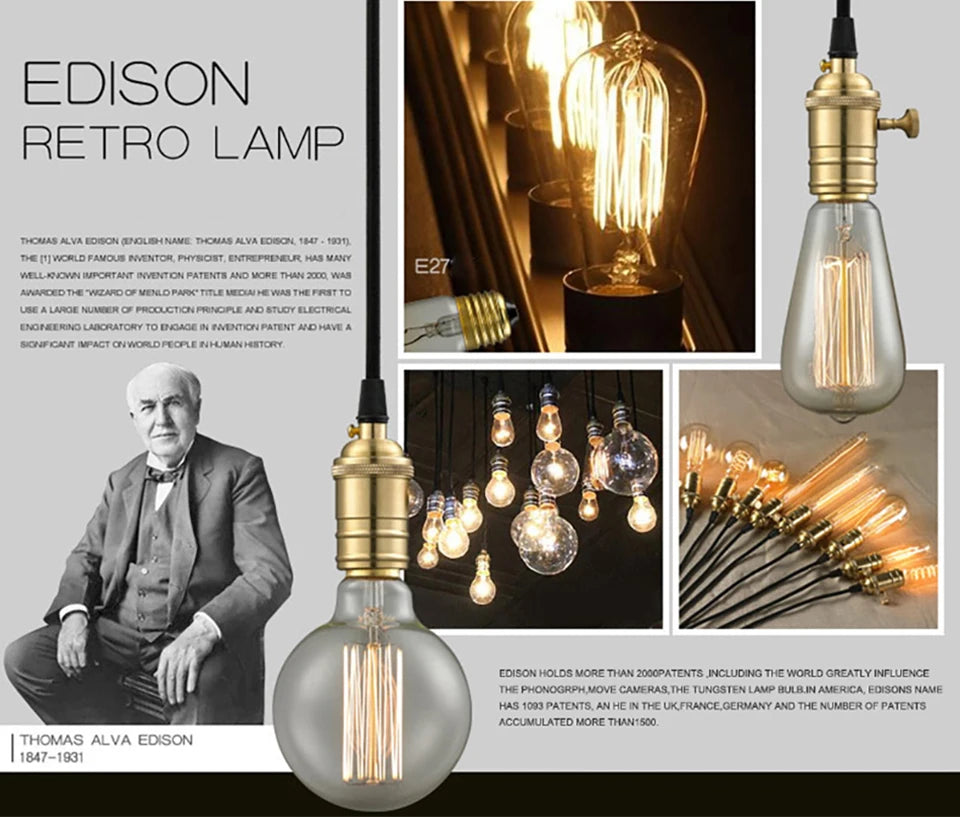 Vintage Edison Bulb E27 40w 220v Ampoule Vintage Bulb Edison Lamp Filament Incandescent Light Bulb Indoor Decor Edison Lamp