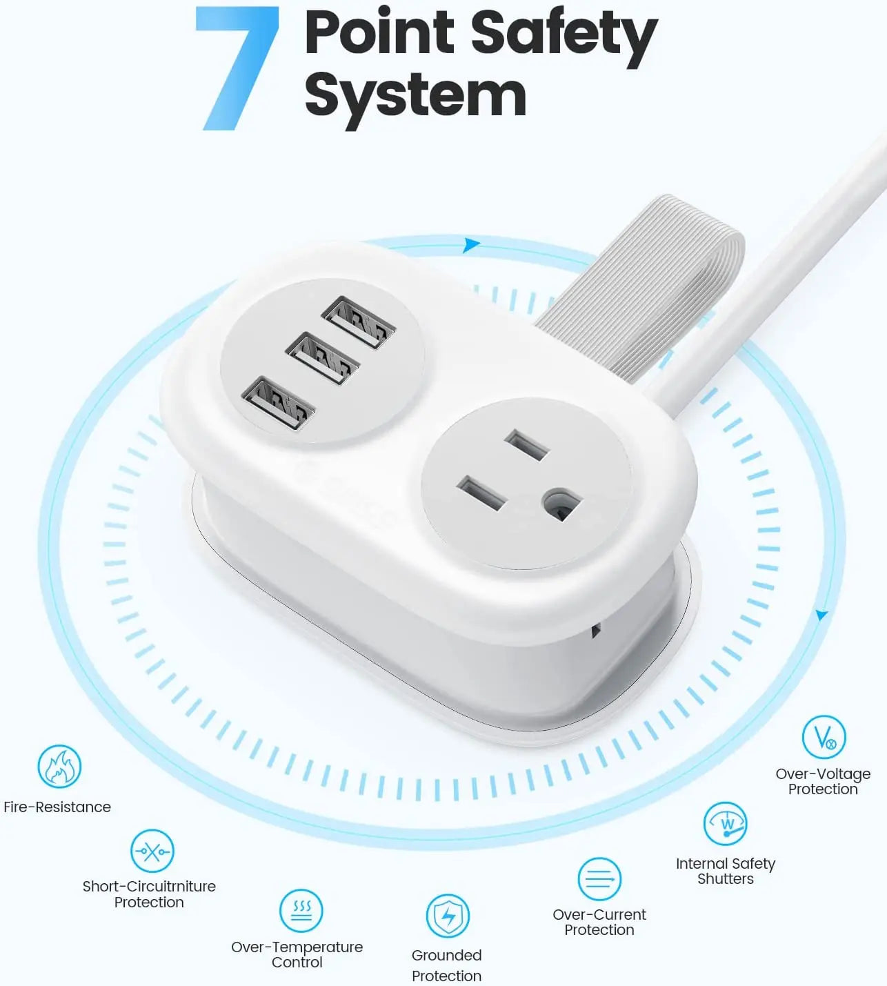 ORICO Power Strip AC Outlets Multitap Socket Extension Cord Electrical Power Strip With USB Type C PD Fast Charging Network Filt