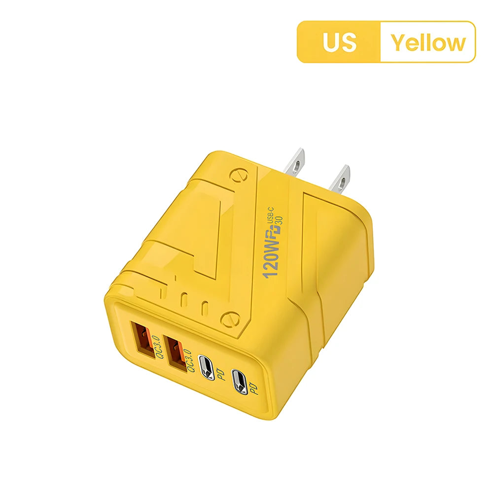 4‑Port USB‑C PD & QC 3.0 Wall Charger – Fast Charging Adapter for iPhone, Samsung