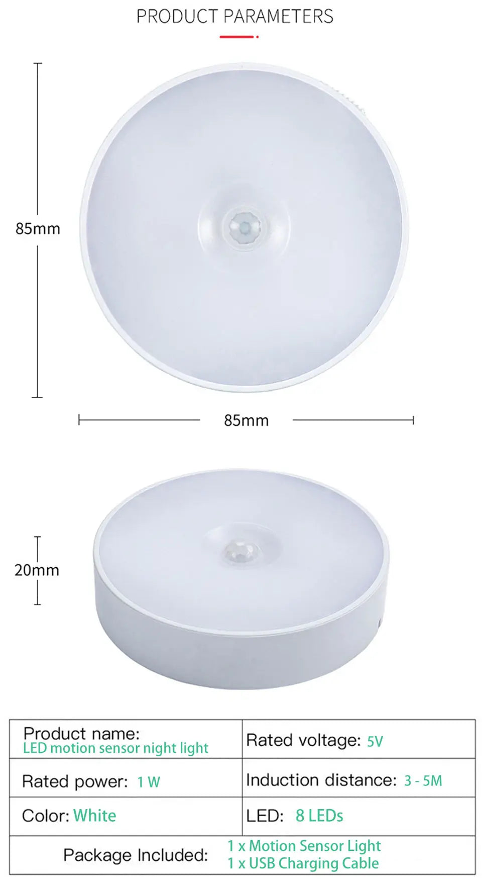 Motion Sensor Light | USB Rechargeable Night Light LED Lamp for Kitchen, Bedroom, Stairs, Hallway, Cabinet, Closet, Wardrobe Nightlight