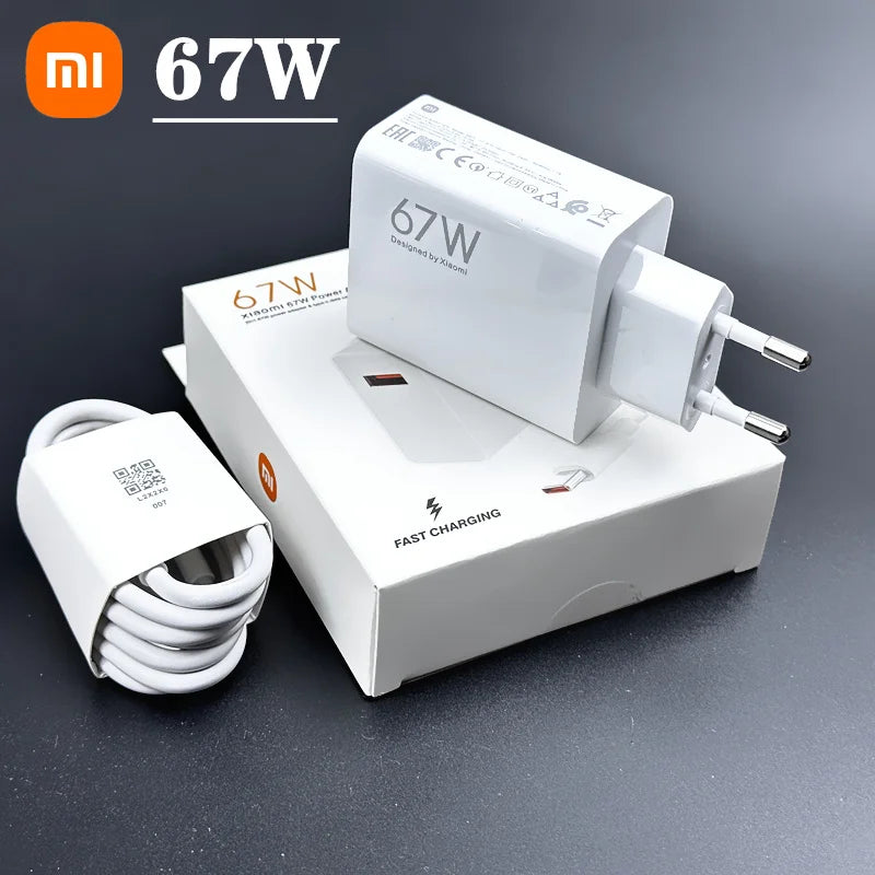 Xiaomi Charger 67W EU Fast Charge Power Adapter 6A Type C Cable For Xiaomi 12 11 POCO X5 X4 Pro Redmi Note 9 10 11 Pro