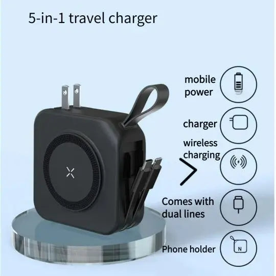Magnetic wireless charging bank comes with cable and plug PD22.5W 10000mAh compact and portable charger iphone 14 mini powerful