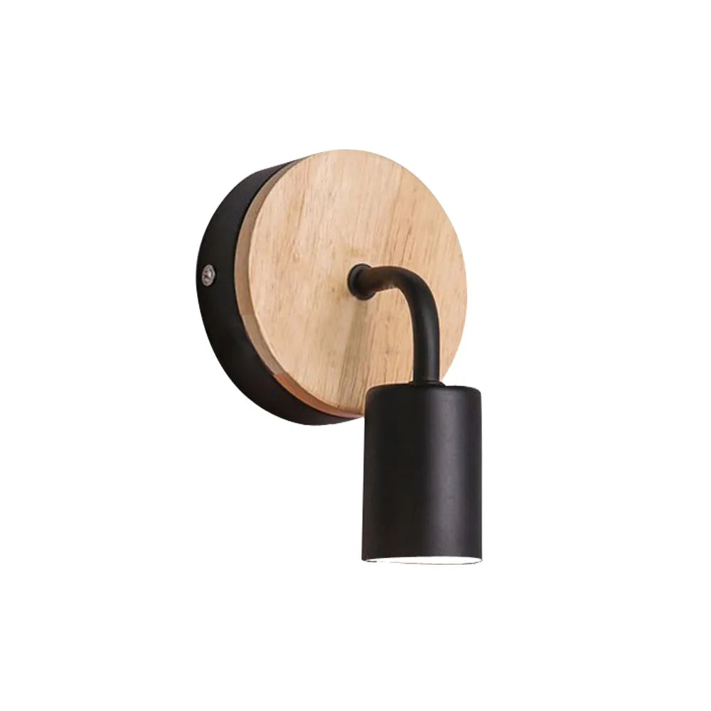 Wood Vintage Industrial Wall Lamp (E27 EU Plug)