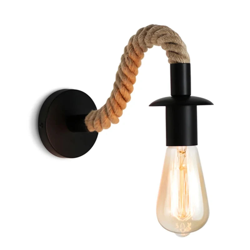 Retro Hemp Rope Wall Lamp (E27, Iron)