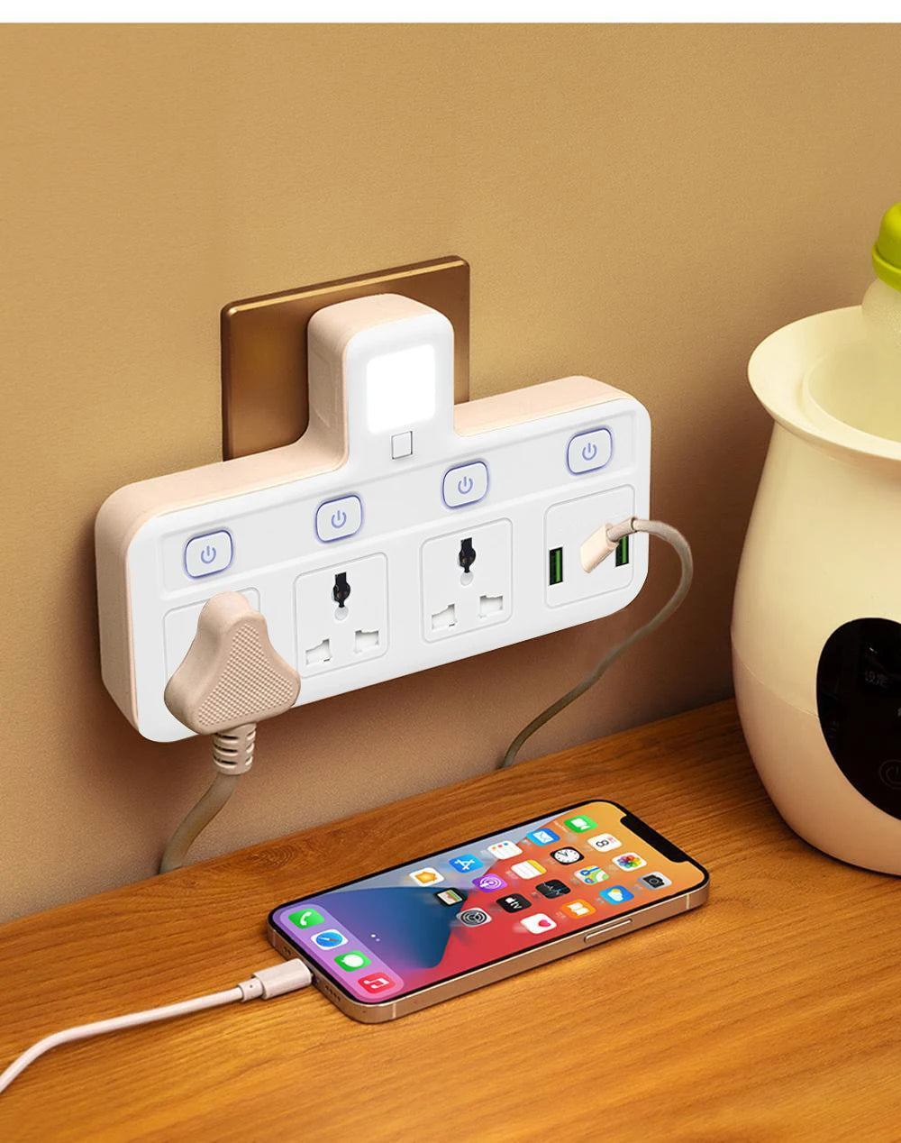 1-EU UK Plug Universal Outlet Power Strip Multitap AC Separate Control Wall Socket With USB Fast Charge Multiprise Plug Adapter