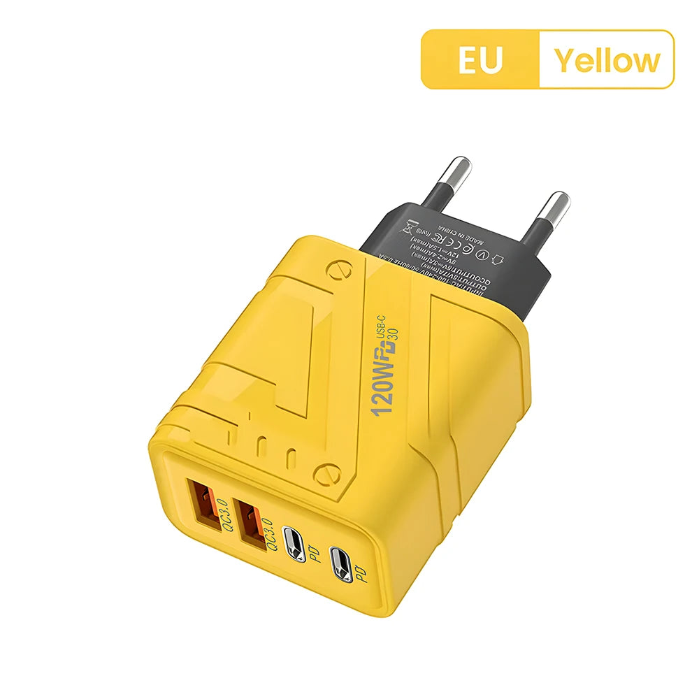 4‑Port USB‑C PD & QC 3.0 Wall Charger – Fast Charging Adapter for iPhone, Samsung