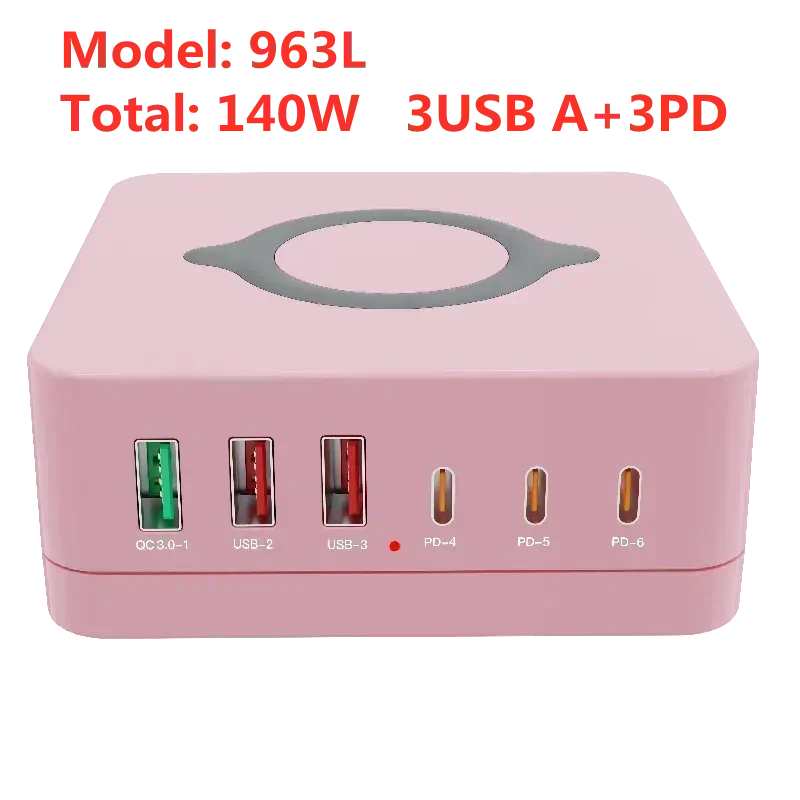 1-160W USB C GaN Charger Wireless Charger PPS PD 65W 100W Desktop Fast Charging Station Power for MacBook Tablet iPhone 16 Samsung