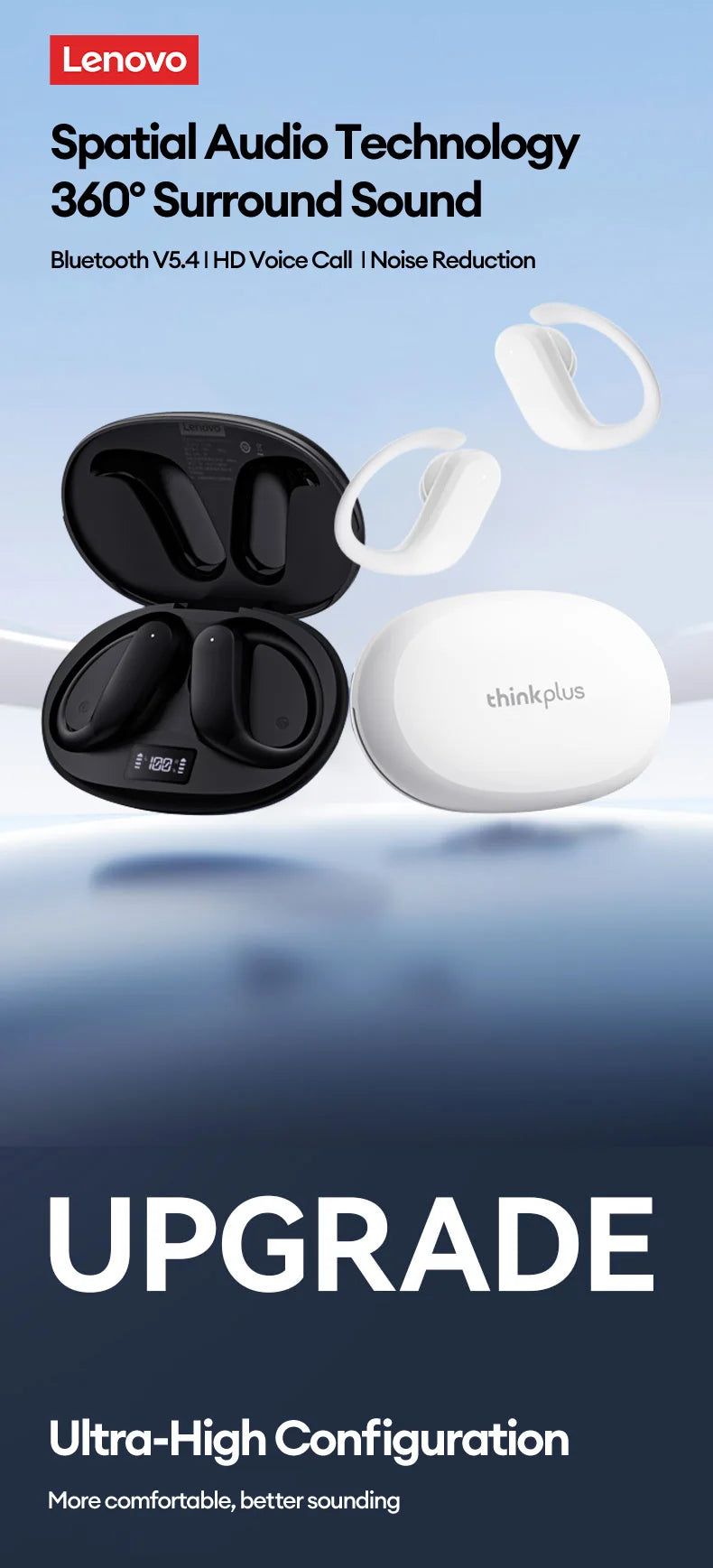 Lenovo XT55 Original Wireless Headphones OWS 5.4 Bluetooth Earphone HIFI Stereo Music Call Game Earbuds Sport Waterproof Headset