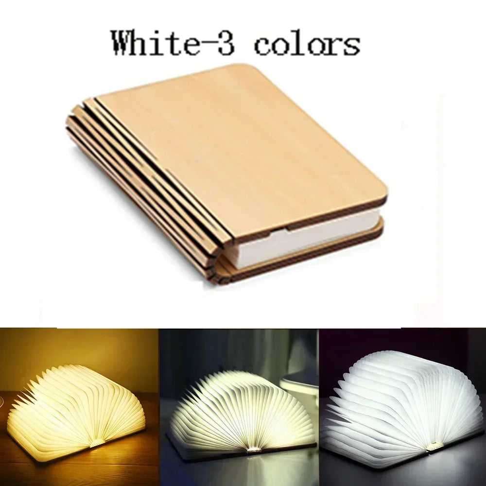 3D Folding Wooden Book Night Light – RGB USB Rechargeable