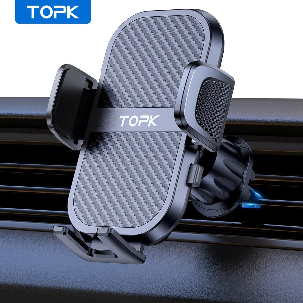 4-TOPK D46G Car Phone Holder Mount, Upgraded Metal Hook Cell Phone Holder For Car Air Vent Compatible With All Phones