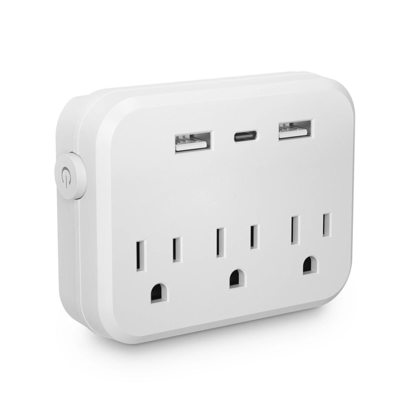 TRANSTON US Switch with surge protector Mini Portable power strip 6-in-1 Multifunctional 3 power strip 2 USB ports 1 Type-C wh