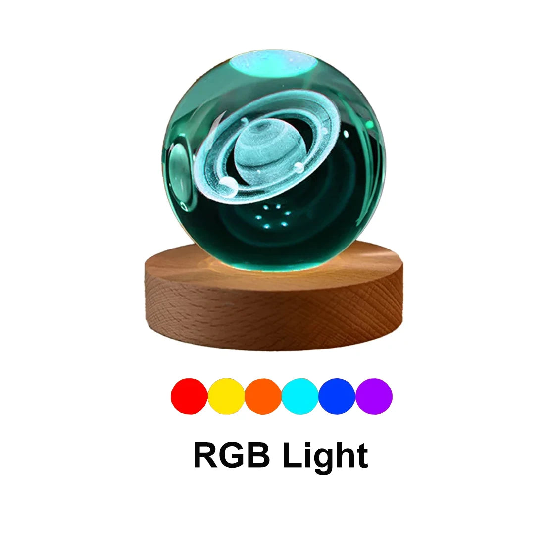 6CM Milky Way Galaxy Crystal Ball RGB Night Light Children Solar System Night Lamp Bedroom Ambient LED Light Creative Gift Decor