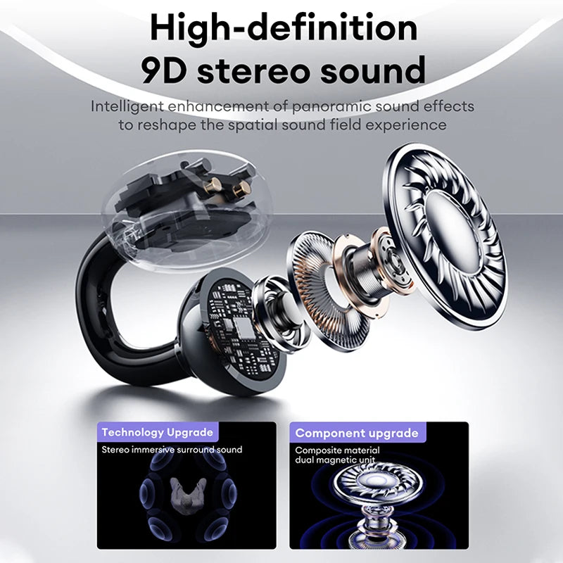 Original Lenovo LE302 Wireless Headphones Ear Clip Bluetooth 6.0 Earphones HIFI Stereo Music Call Game Noise Cancelling Earbuds