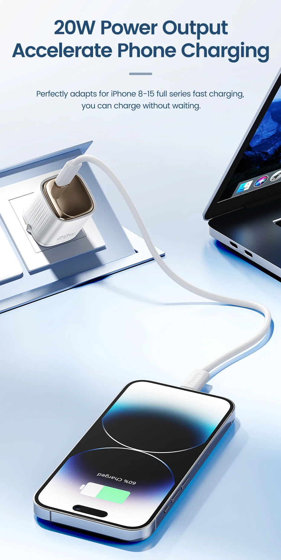 4-Toocki PD 20W USB C Charger Quick Charge QC3.0 Fast Type C Charger for iPhone 15 14 13 12 11 Pro Max iPad Portable USB C Charger