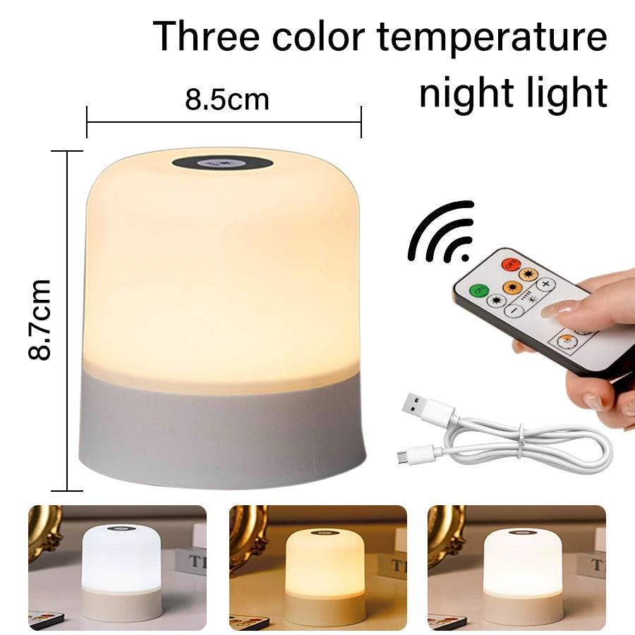 Best Touch LED Night Light USB Table Lamps Rechargeable Dimmable Bedside Light for Bedroom Decor Home Christmas Gift Child Night Lamp | LenxPlugs