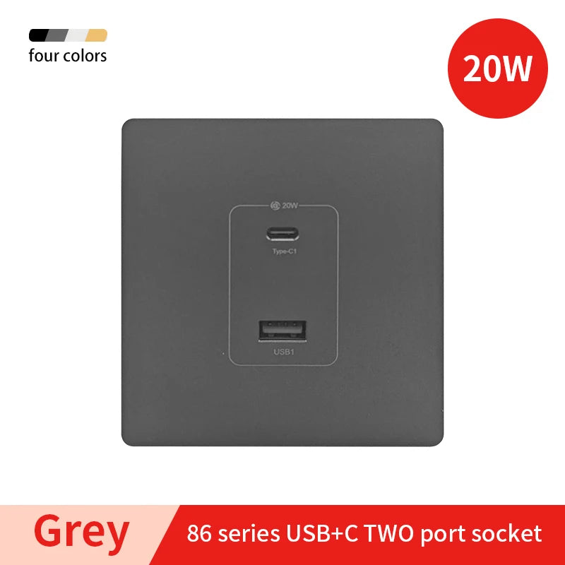 Herepow Wall Power Socket With Dual USB Typec Four Port Fast Charging Interface 20W 3A 220V Smart Home Appliance Plug Adapter