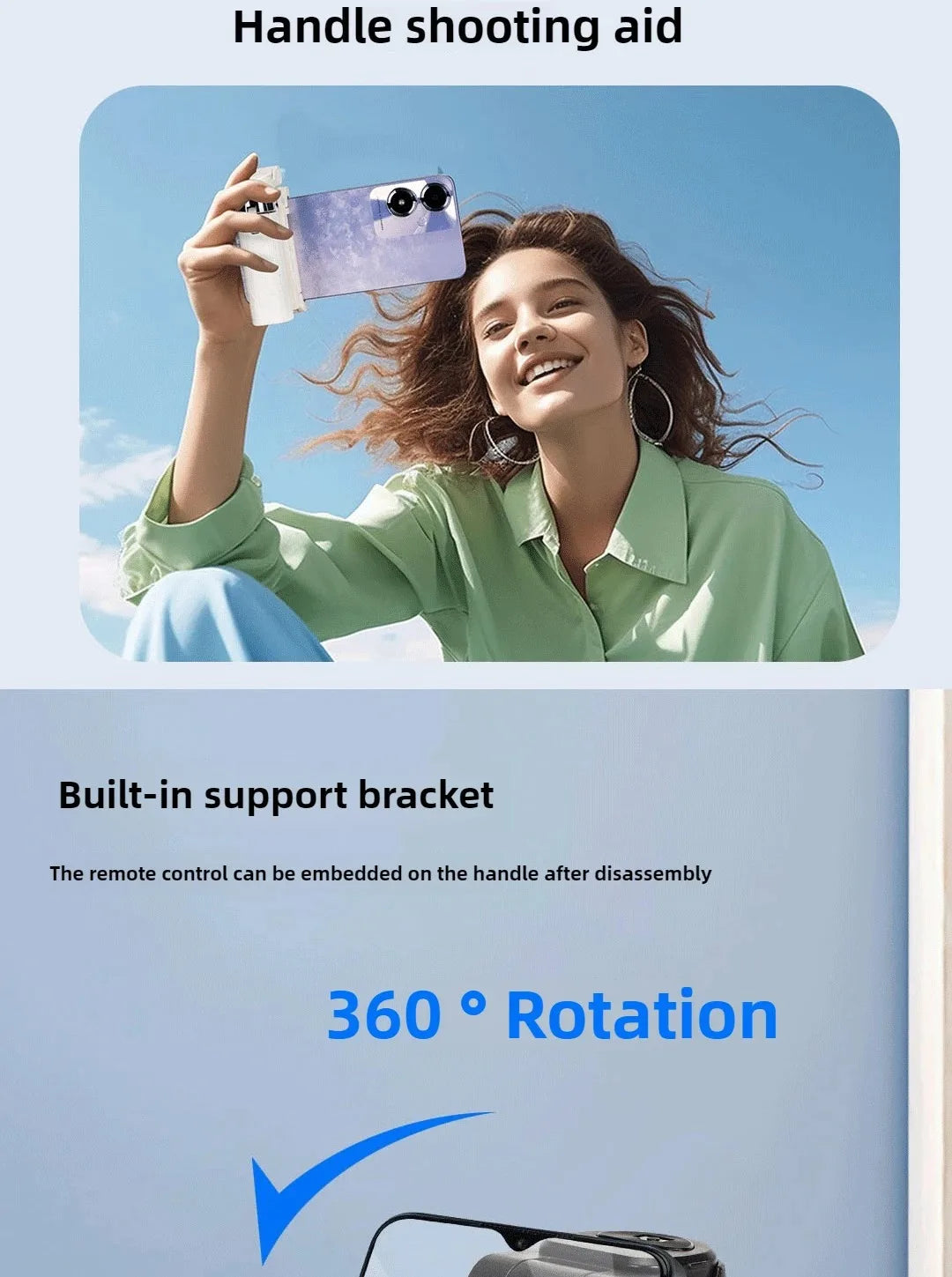 4-Super Mini Selfie Stick Portable Phone Holder Shooting Aid Versatile Integrated Design Bluetooth Remote For Live Broadcas