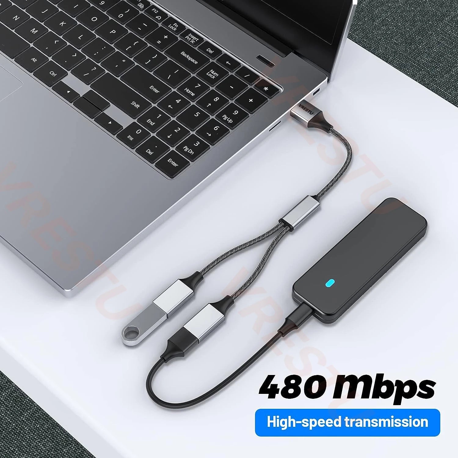 USB Splitter Adapter Cable 1 in 2 Out 3 4 Port OTG Convertor USBA Extension Power Data for Laptop Keyboard Game Controller Mouse
